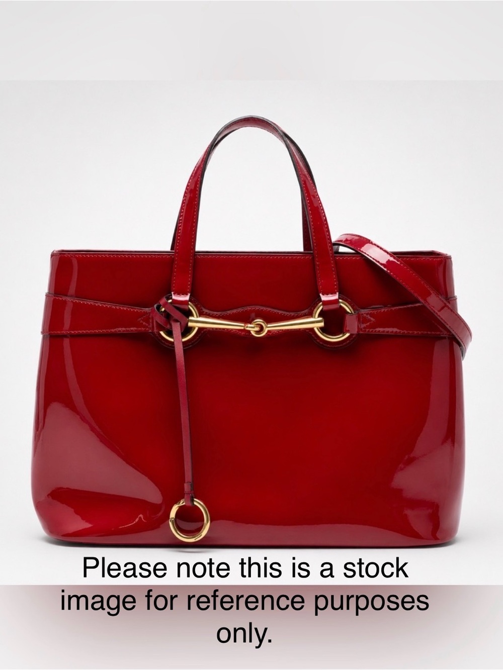 Gucci Horsebit Red Patent Leather Satchel Tote - China Exclusive Gold Hardware - Picture 6 of 9